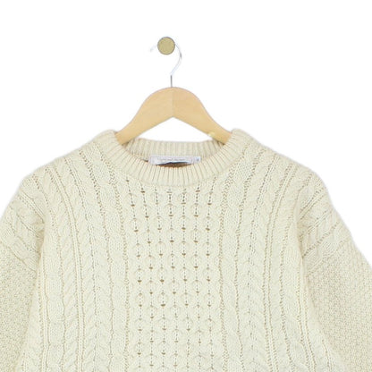 Mens Aran Knit Jumper Uk Made Winter Wool
