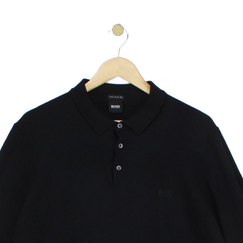 Mens Polo Jumper Finest Italian Yarn Button Wool