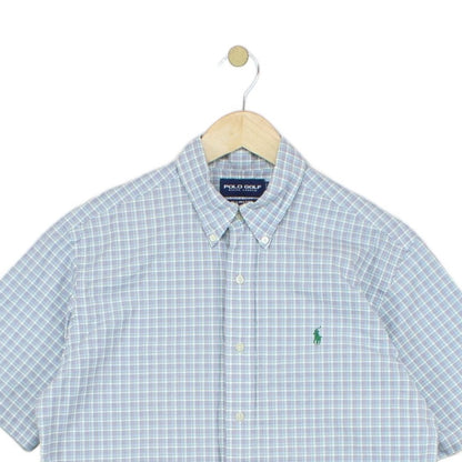 Mens Shirt  Button Down Short Sleeve Check