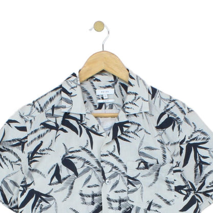 Mens Shirt Short Sleeve Revere Collar Cotton Linen Slim