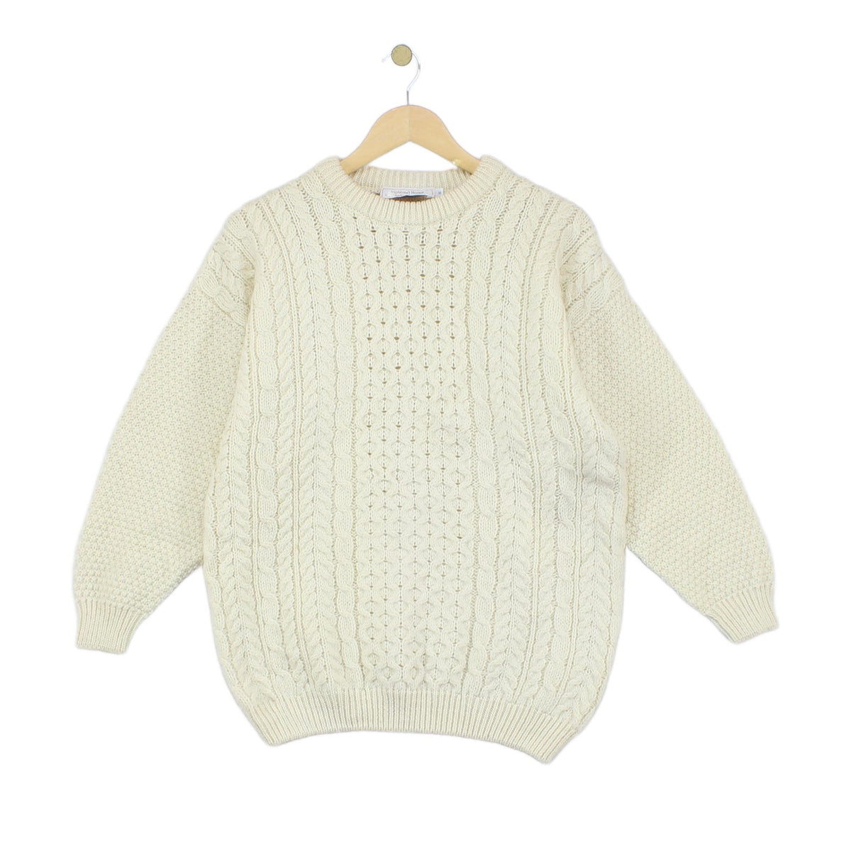 Mens Aran Knit Jumper Uk Made Winter Wool