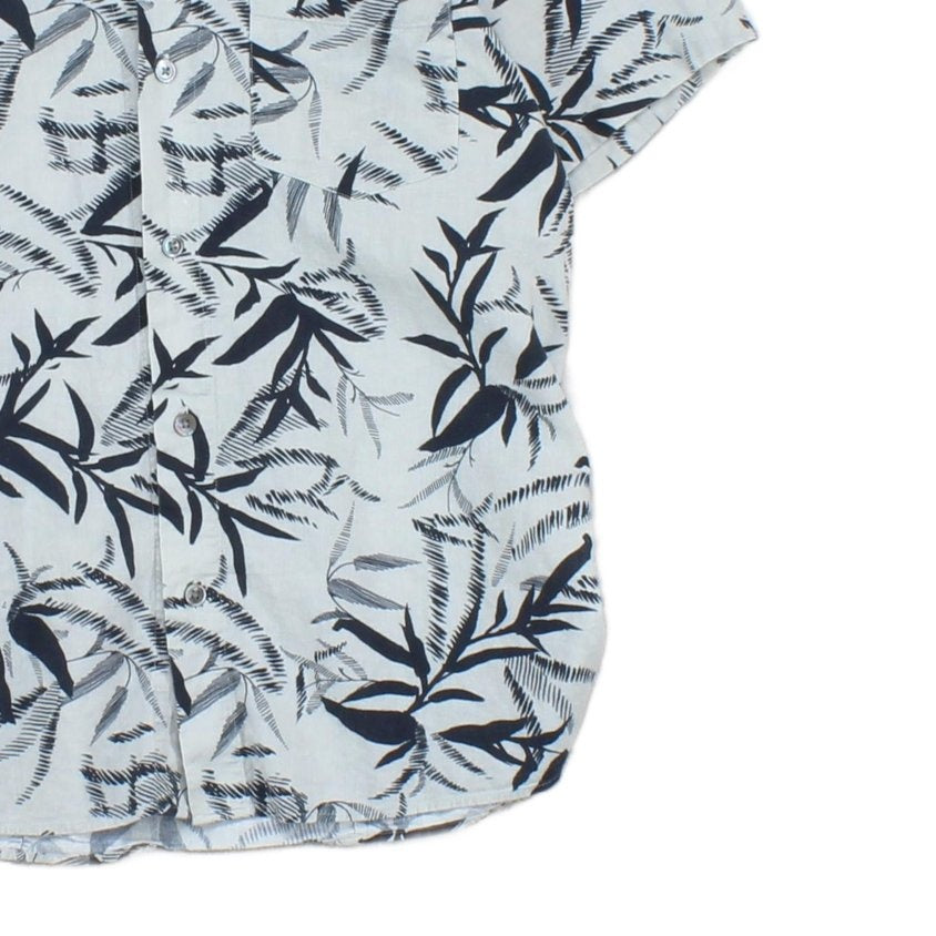 Mens Shirt Short Sleeve Revere Collar Cotton Linen Slim