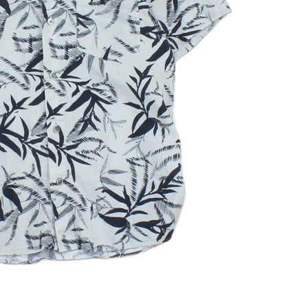 Mens Shirt Short Sleeve Revere Collar Cotton Linen Slim