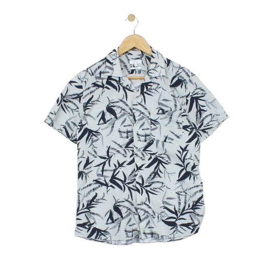 Mens Shirt Short Sleeve Revere Collar Cotton Linen Slim