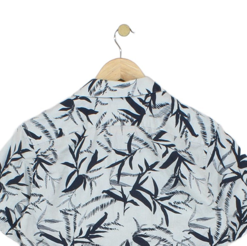 Mens Shirt Short Sleeve Revere Collar Cotton Linen Slim
