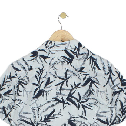 Mens Shirt Short Sleeve Revere Collar Cotton Linen Slim