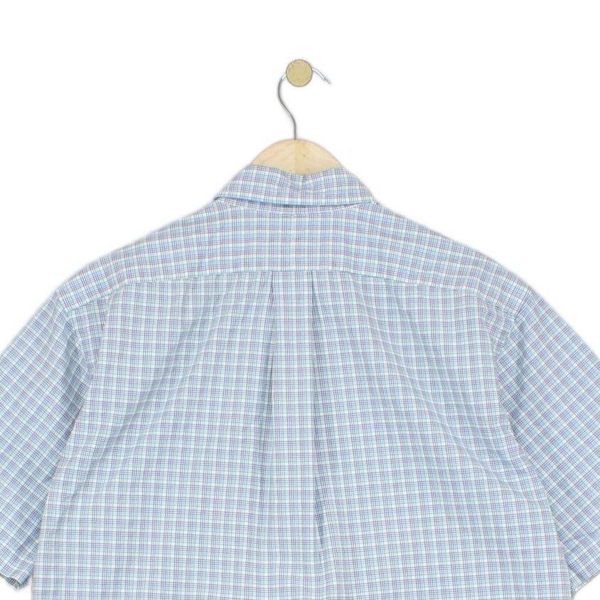 Mens Shirt  Button Down Short Sleeve Check