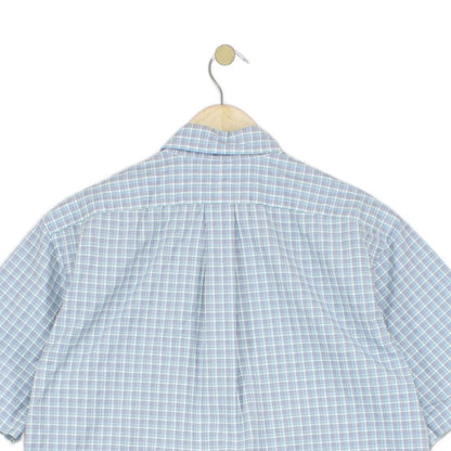 Mens Shirt  Button Down Short Sleeve Check