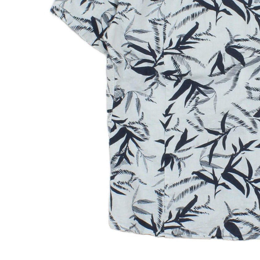 Mens Shirt Short Sleeve Revere Collar Cotton Linen Slim
