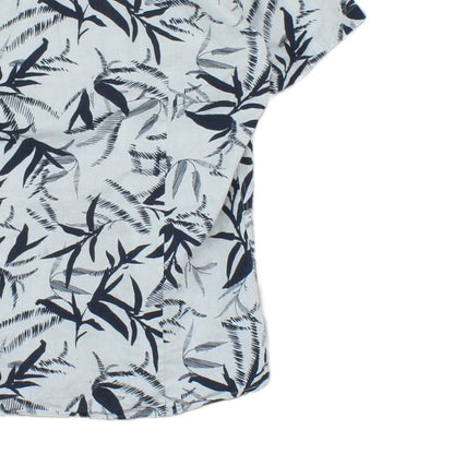 Mens Shirt Short Sleeve Revere Collar Cotton Linen Slim
