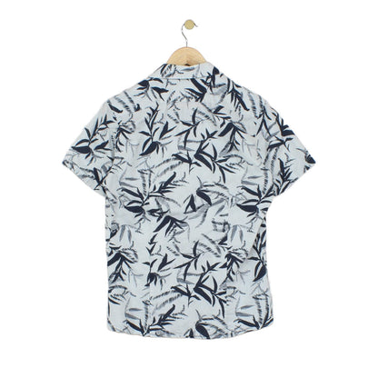 Mens Shirt Short Sleeve Revere Collar Cotton Linen Slim