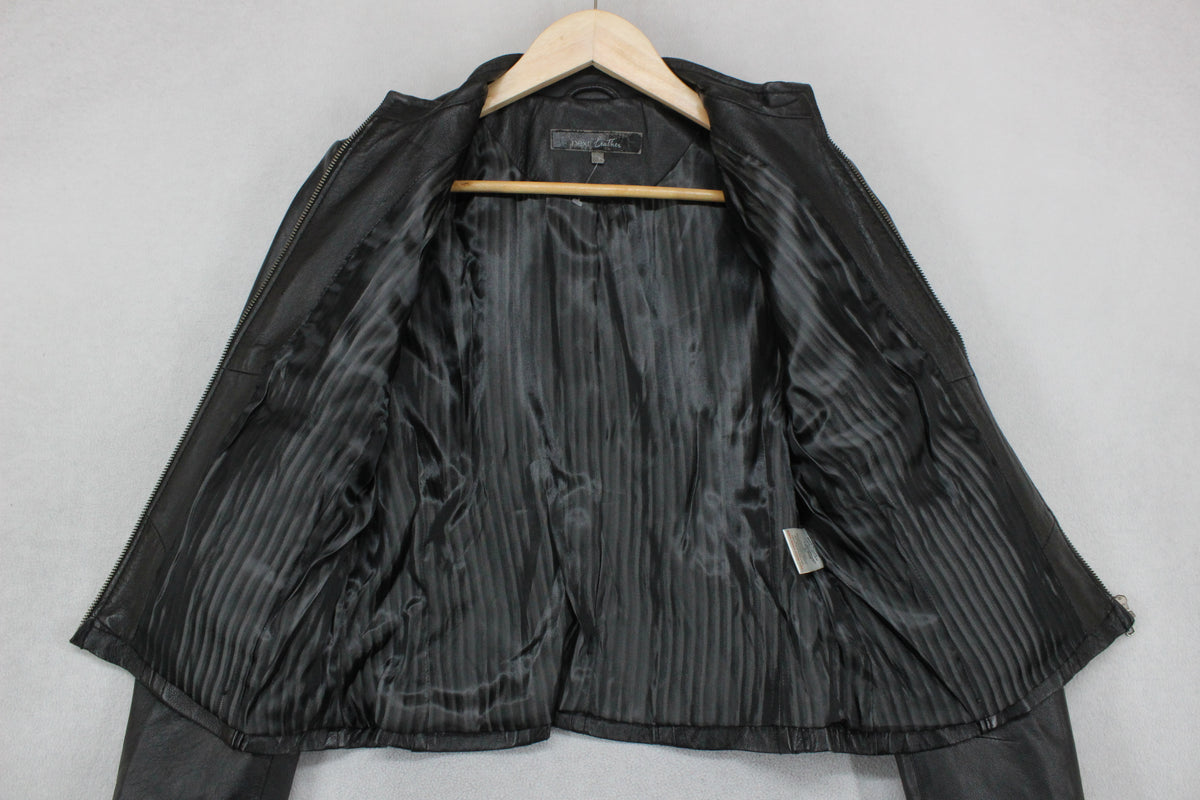 Womens Leather Jacket Full Zip Biker