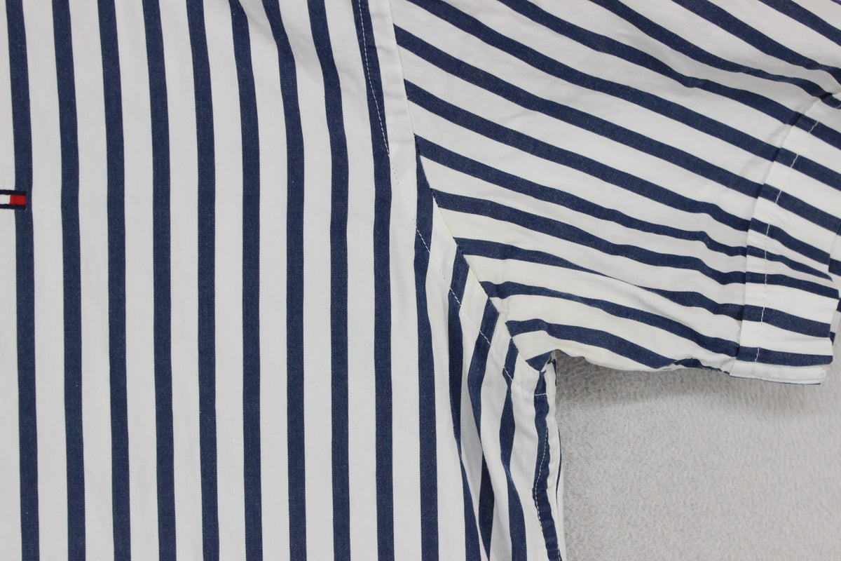 Mens Striped Shirt  Short Sleeve Button Up