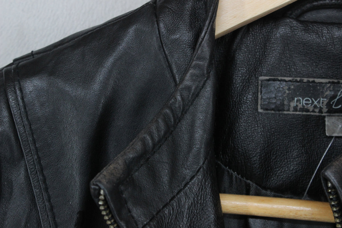 Womens Leather Jacket Full Zip Biker