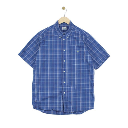 Mens Plaid Shirt Casual Button Up Short Sleeve