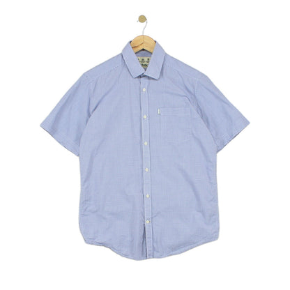 Mens Shirt Short Sleeve Check Button Up