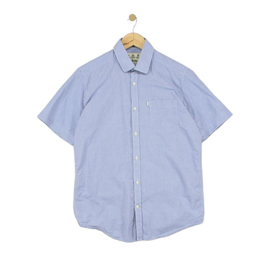 Mens Shirt Short Sleeve Check Button Up