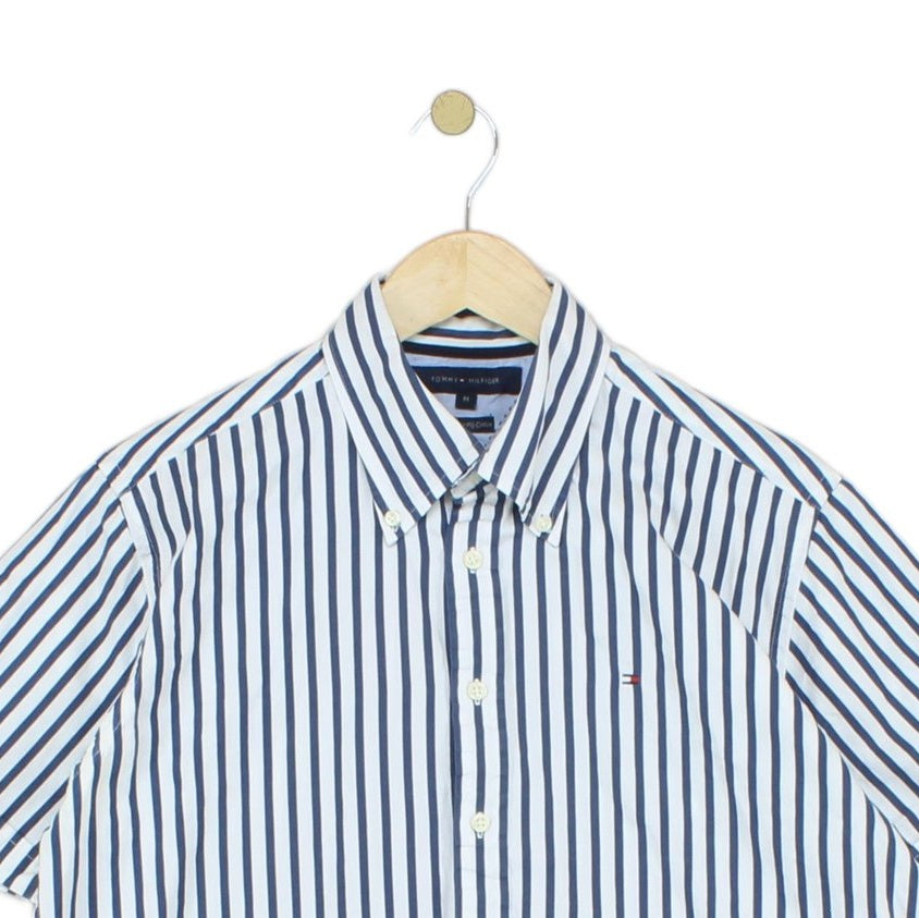 Mens Striped Shirt  Short Sleeve Button Up