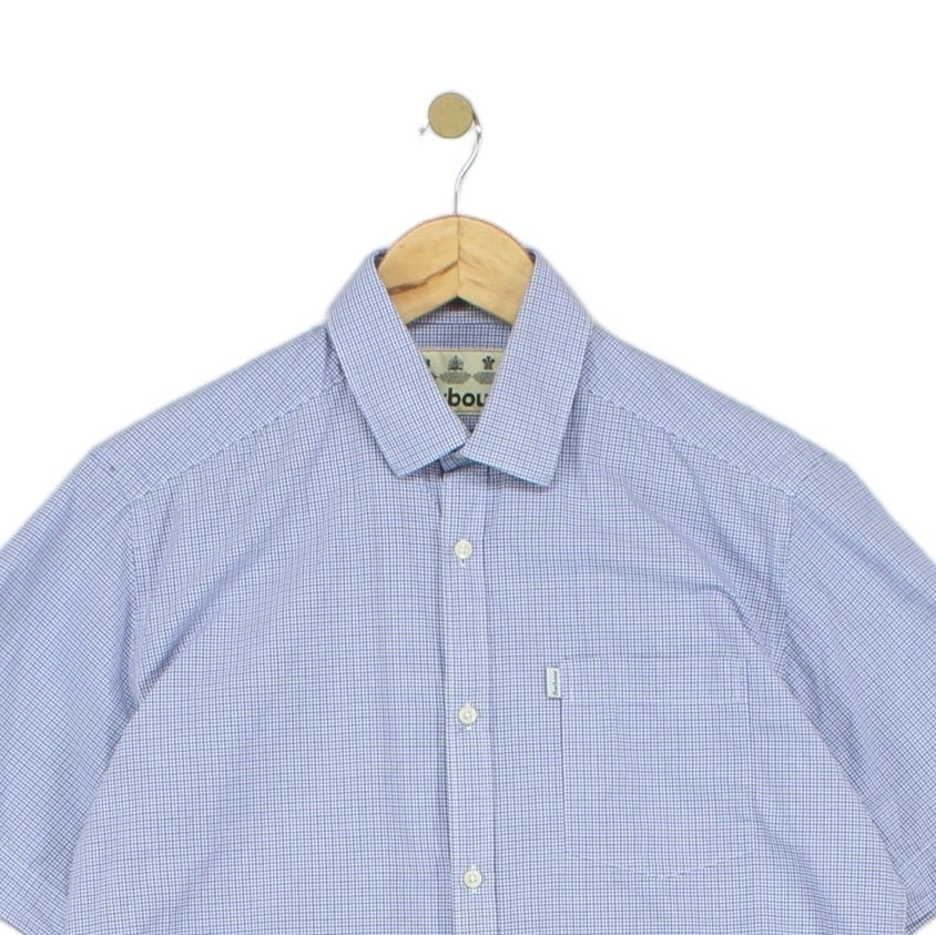 Mens Shirt Short Sleeve Check Button Up