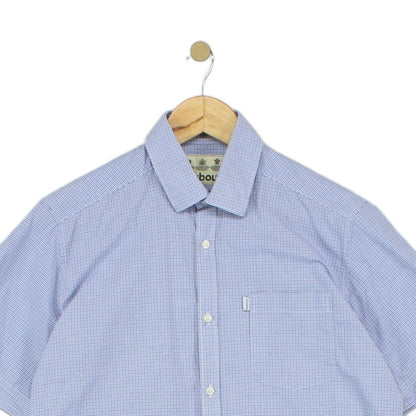 Mens Shirt Short Sleeve Check Button Up