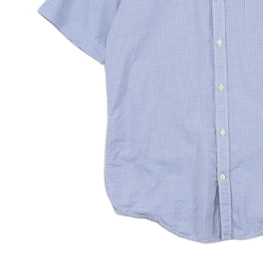 Mens Shirt Short Sleeve Check Button Up