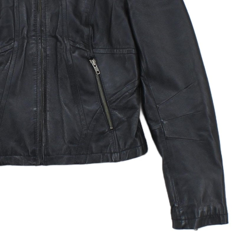 Womens Leather Jacket Full Zip Biker