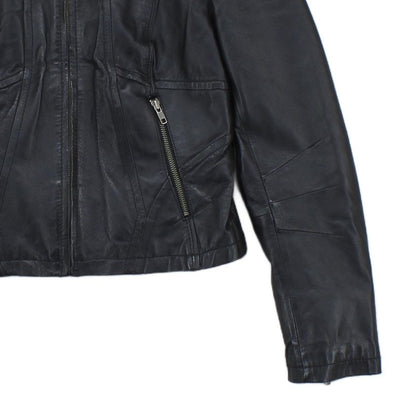 Womens Leather Jacket Full Zip Biker
