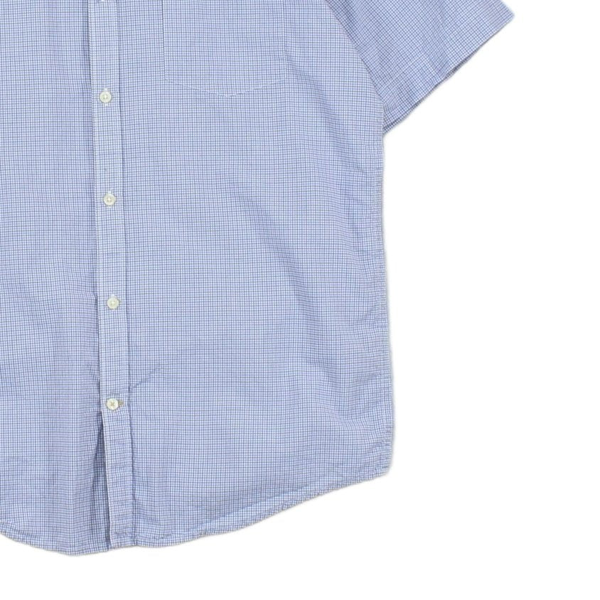 Mens Shirt Short Sleeve Check Button Up