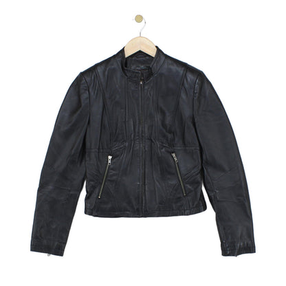 Womens Leather Jacket Full Zip Biker
