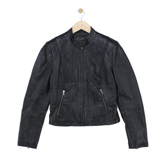 Womens Leather Jacket Full Zip Biker