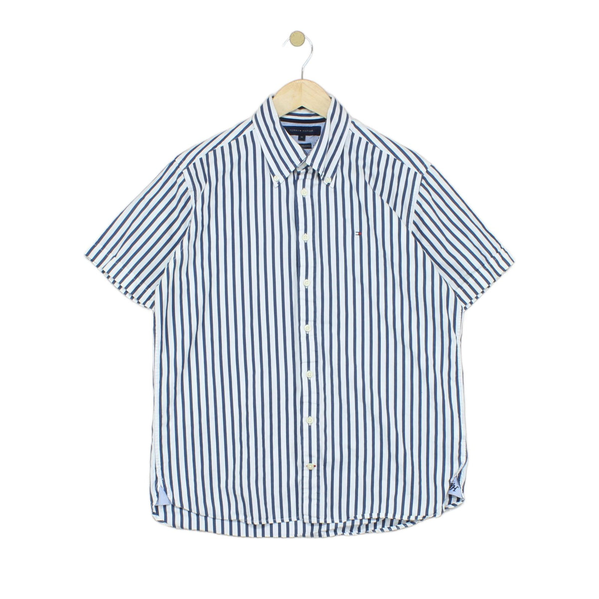 Mens Striped Shirt  Short Sleeve Button Up