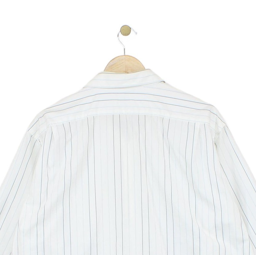 Mens Striped Shirt Long Sleeve Collared