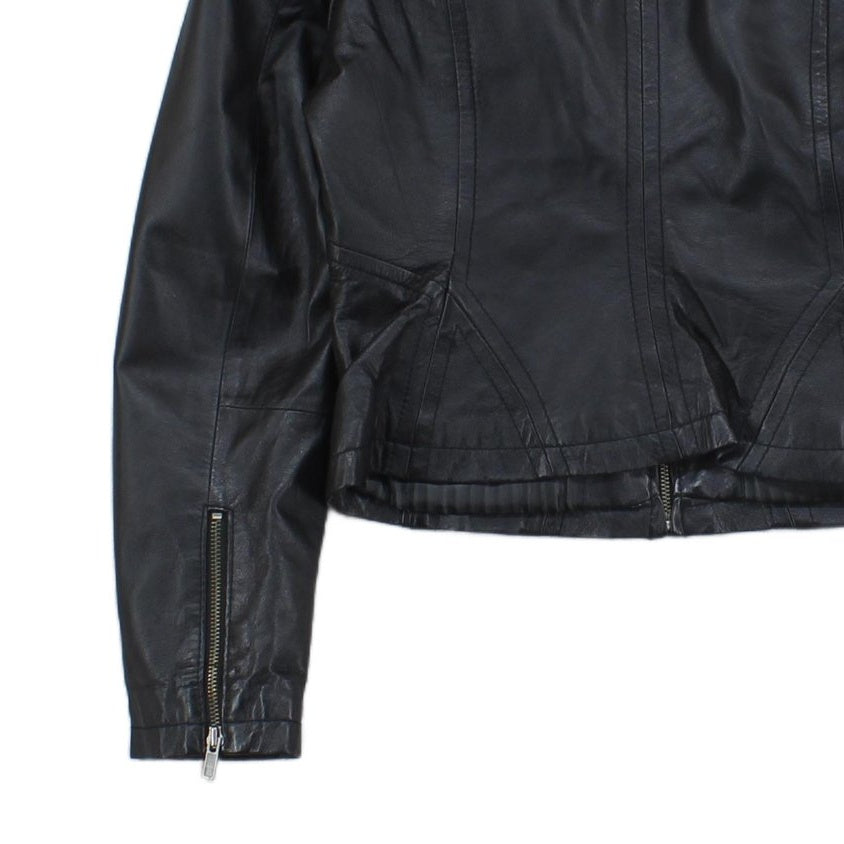 Womens Leather Jacket Full Zip Biker