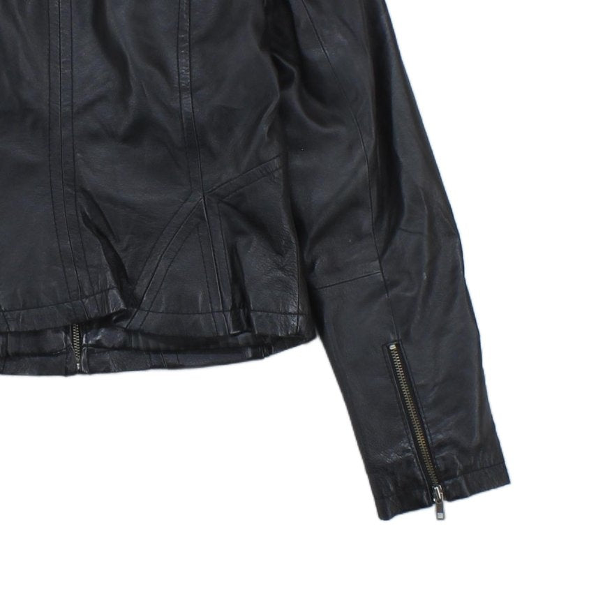 Womens Leather Jacket Full Zip Biker