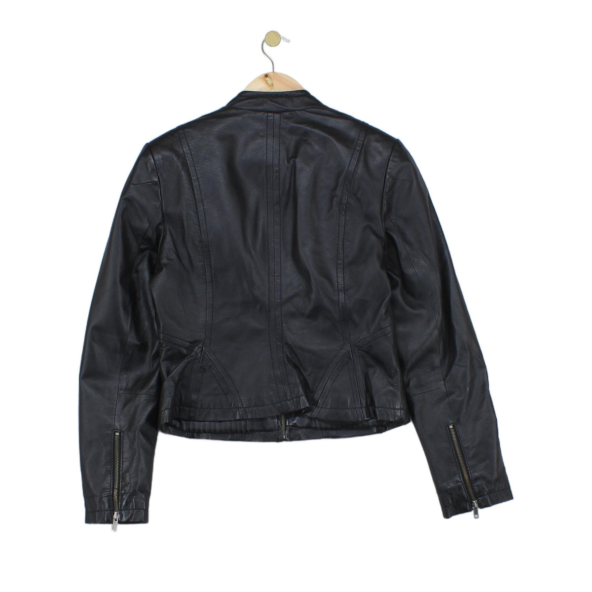 Womens Leather Jacket Full Zip Biker