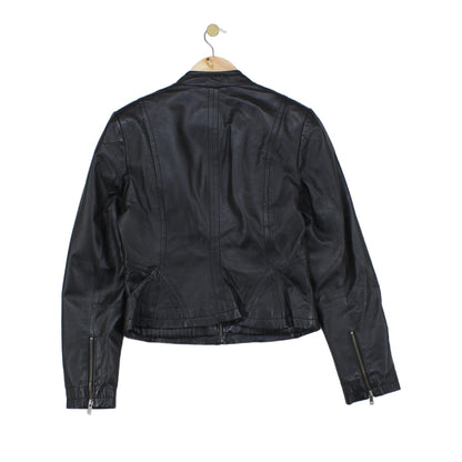 Womens Leather Jacket Full Zip Biker