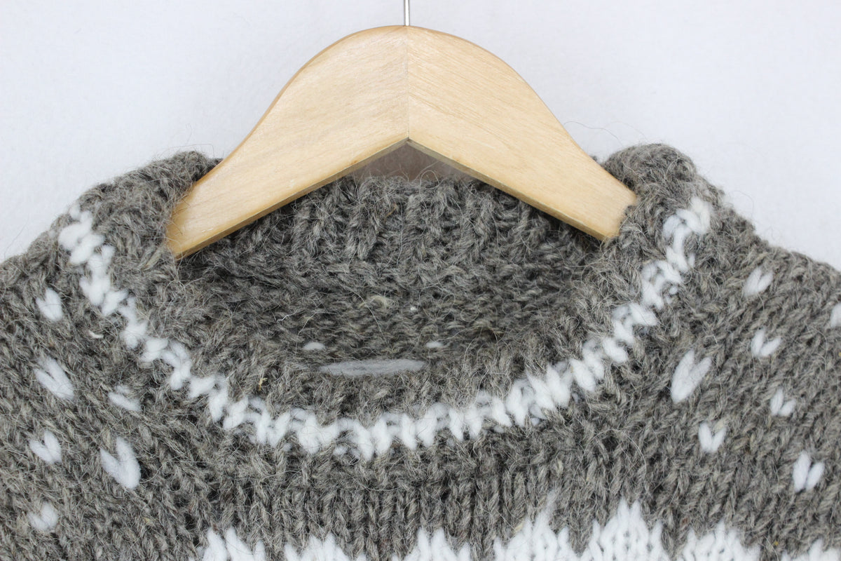 Mens Nordic Jumper Chunky Knit Pattern Wool