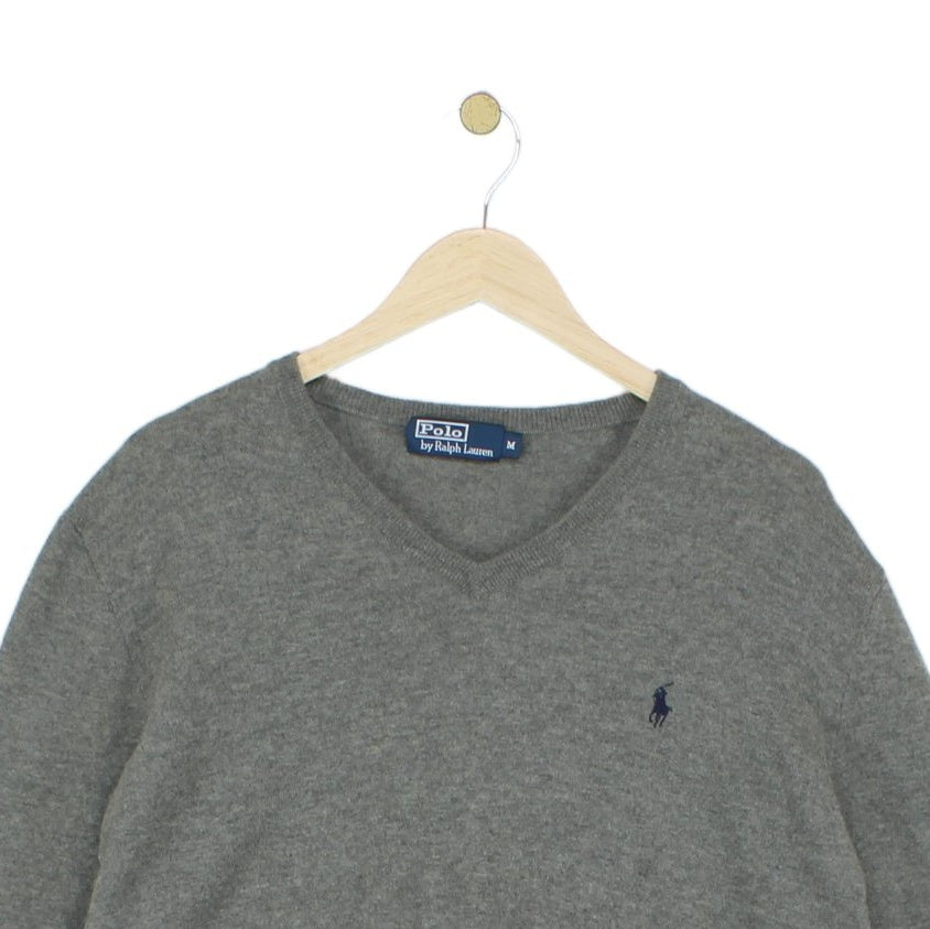 Mens V-Neck Jumper Long Sleeve Merino Wool