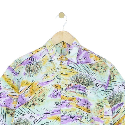 Mens Vintage Viscose Shirt Abstract Short Sleeve