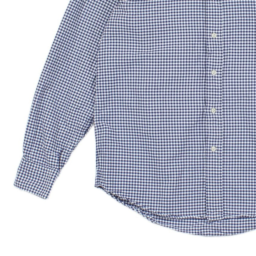 Mens Check Shirt Long Sleeve Classic Grandad Collar