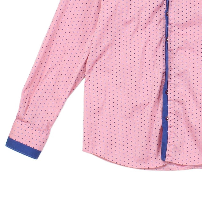 Mens Polka Dot Shirt Long Sleeve Button Up