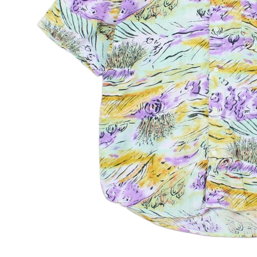 Mens Vintage Viscose Shirt Abstract Short Sleeve
