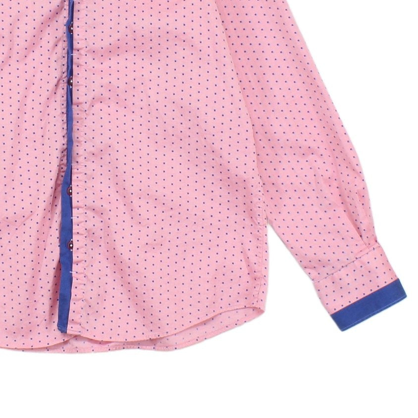 Mens Polka Dot Shirt Long Sleeve Button Up