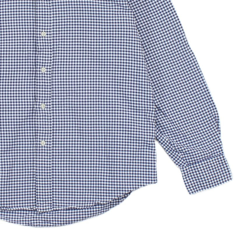 Mens Check Shirt Long Sleeve Classic Grandad Collar