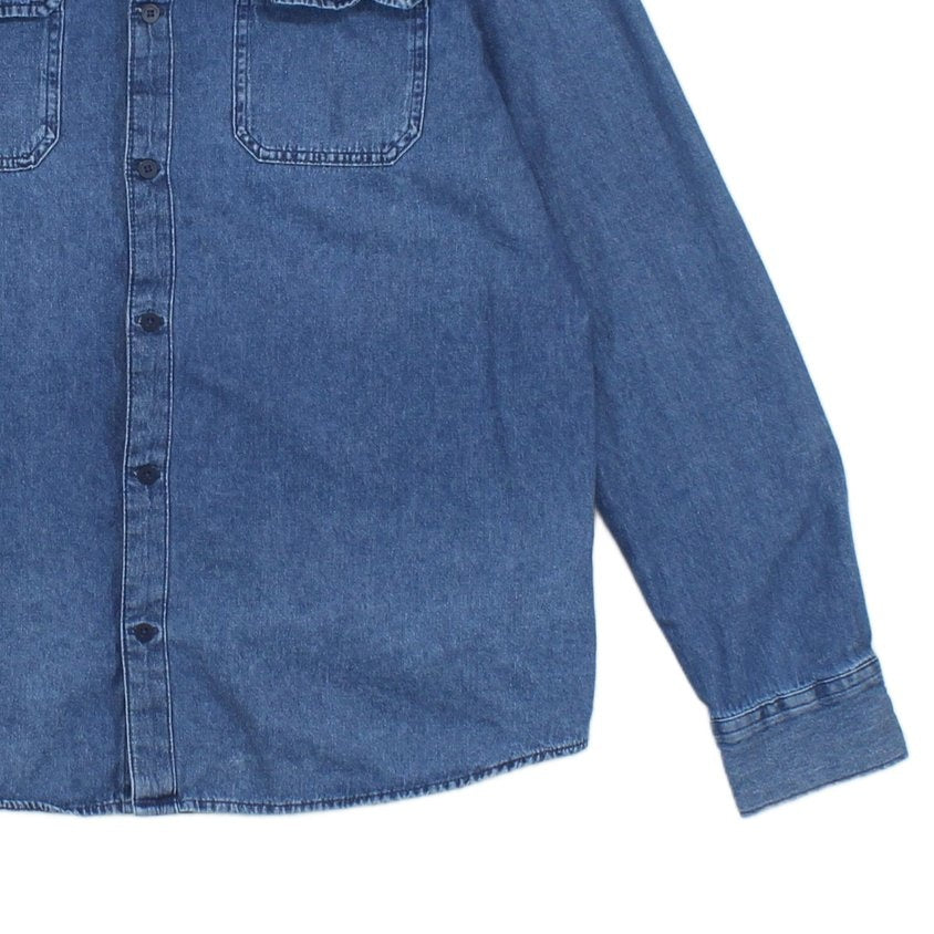 Mens Denim Shirt Button Up Long Sleeve