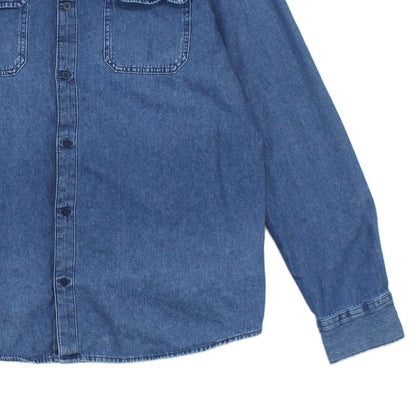 Mens Denim Shirt Button Up Long Sleeve