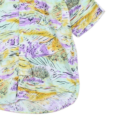 Mens Vintage Viscose Shirt Abstract Short Sleeve