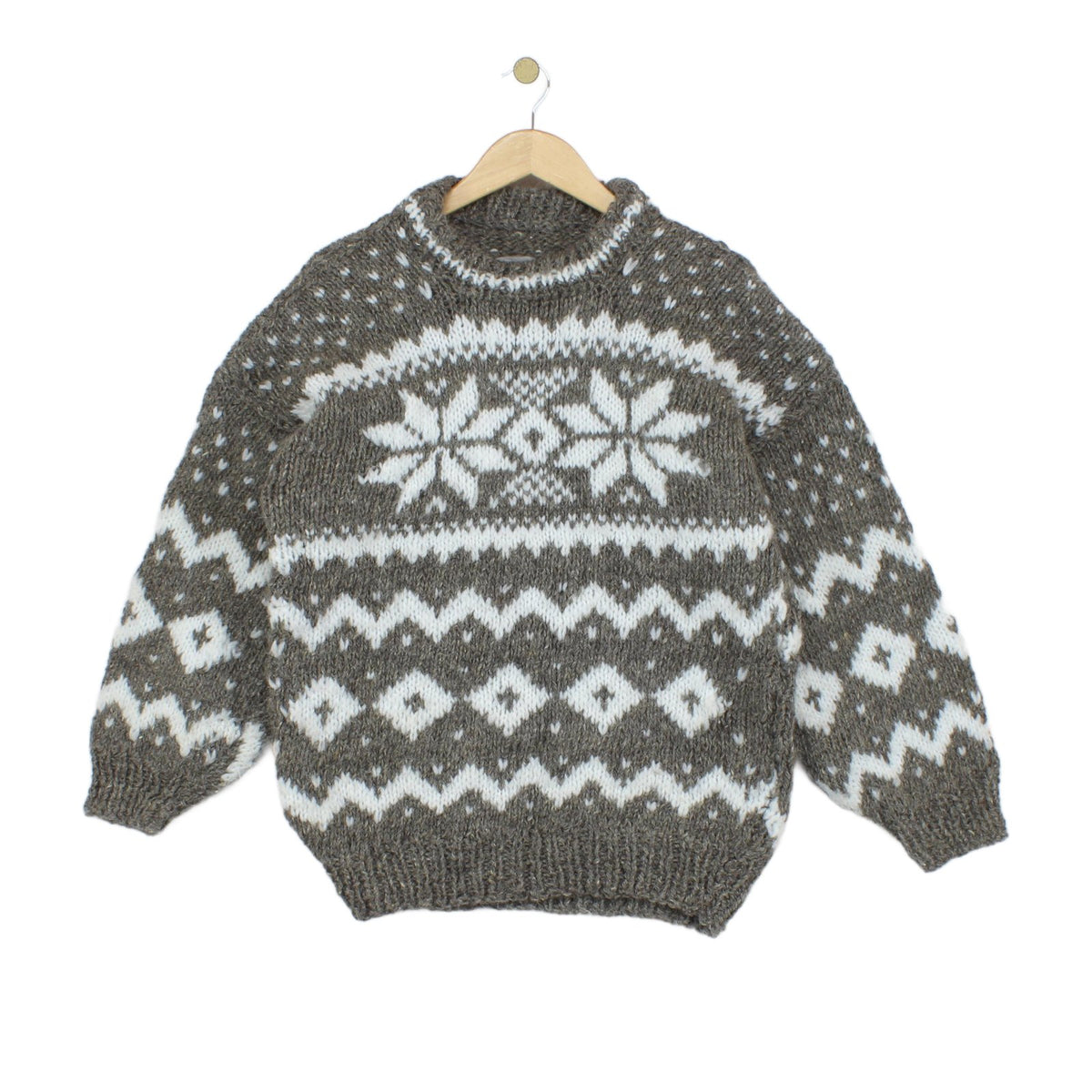 Mens Nordic Jumper Chunky Knit Pattern Wool