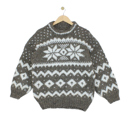 Mens Nordic Jumper Chunky Knit Pattern Wool