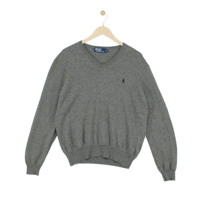 Mens V-Neck Jumper Long Sleeve Merino Wool